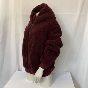 LANE BRYANT Women’s SHERPA Jacket Plus Size 22/24 Burgundy Color With Hoodie NWT